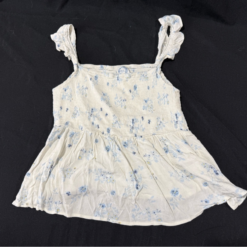 Blue Rain White and Blue Floral Tank Top